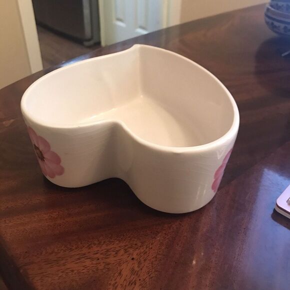 Heart Shaped Dish Pink Painted Flowers Made for FTD 1979 Great For Valentine - Picture 4 of 6